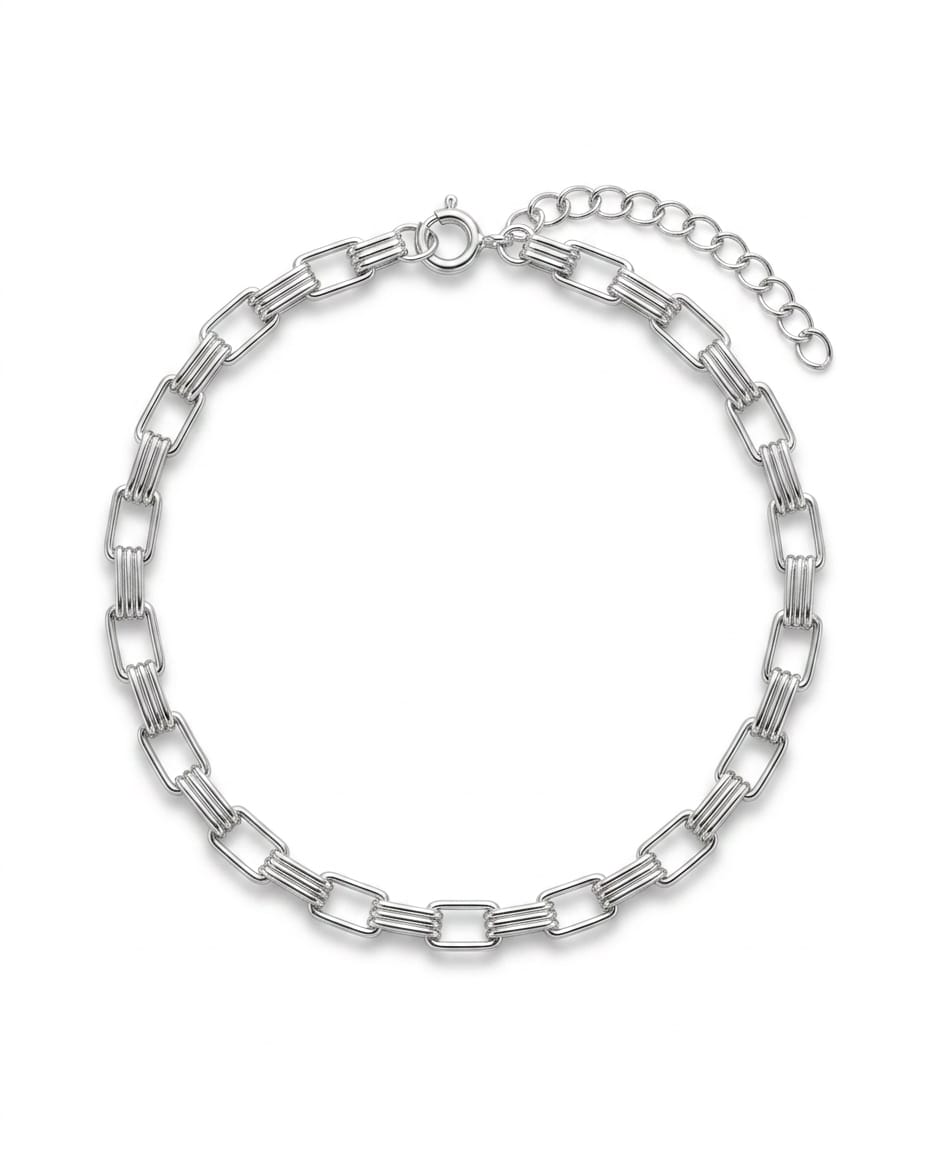 Pulseira Veneziana Trabalhada 7x4mm - 15cm + extensor