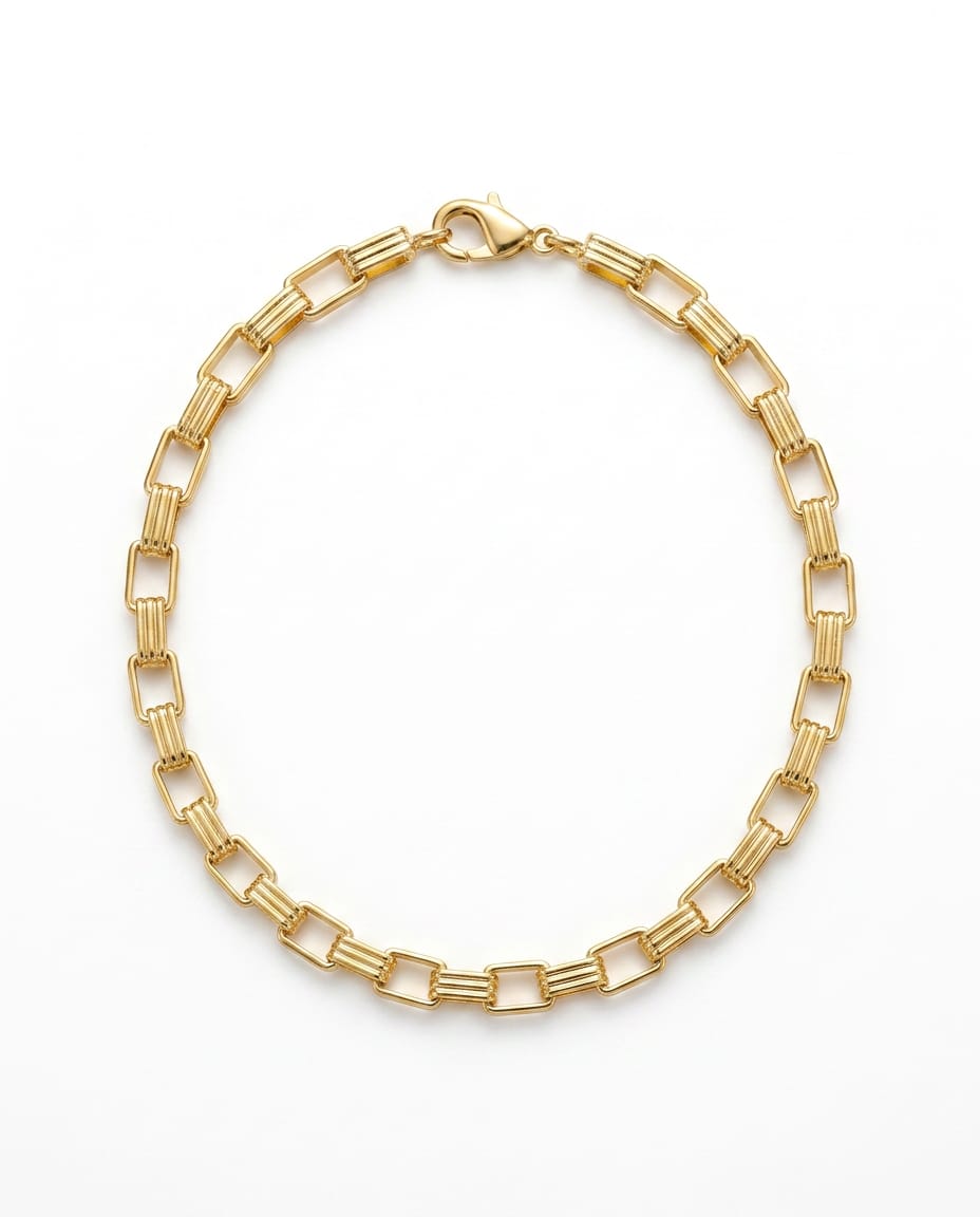 Pulseira Veneziana Trabalhada 7x4mm - 15cm + extensor