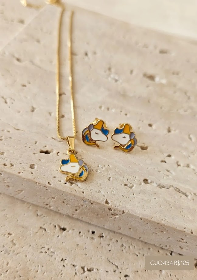 Conjunto Unicórnio com Resina 40cm