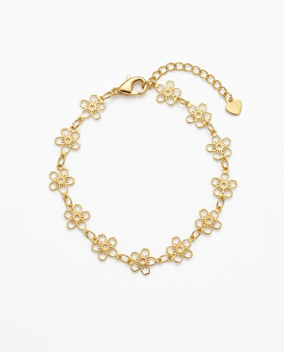 Pulseira Fio de Florzinhas 15cm + extensor