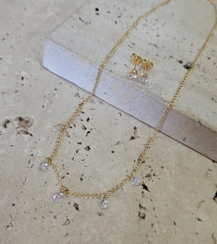 Conjunto Infantil Zirconias Penduradas 35cm