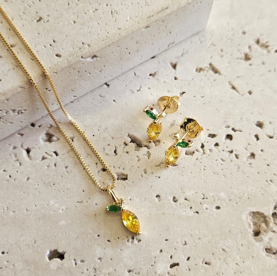 Conjunto Abacaxi em Zirconia 40cm