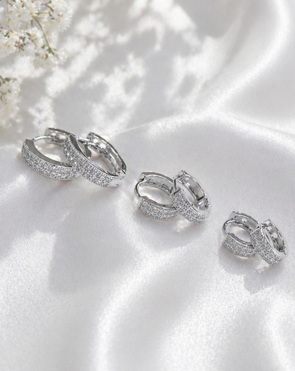 Brinco Trio Argola Cravejada 2 Fileiras