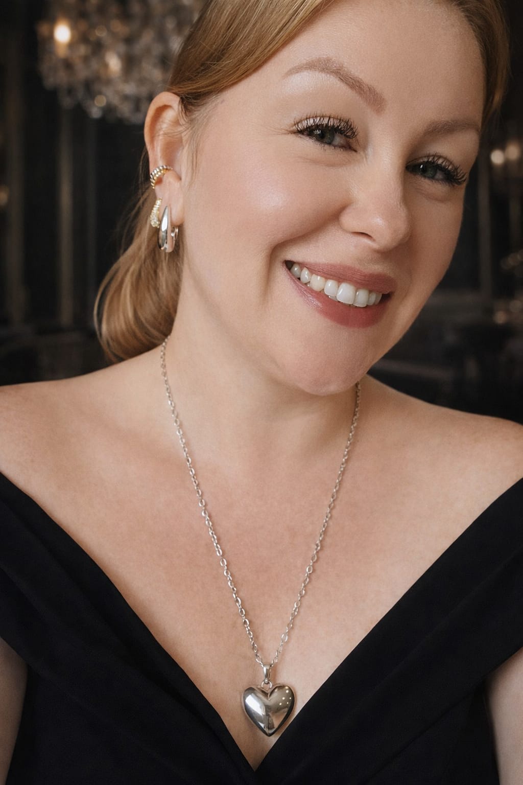 Gargantilha Cadeado com Maxi Coração 60cm