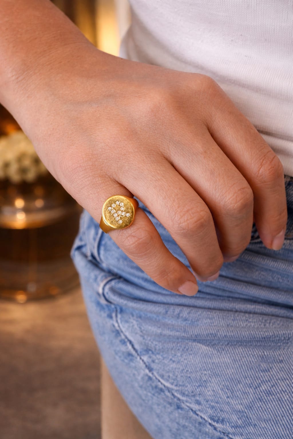 Anel Inicial Ajustável Dedinho Letra R