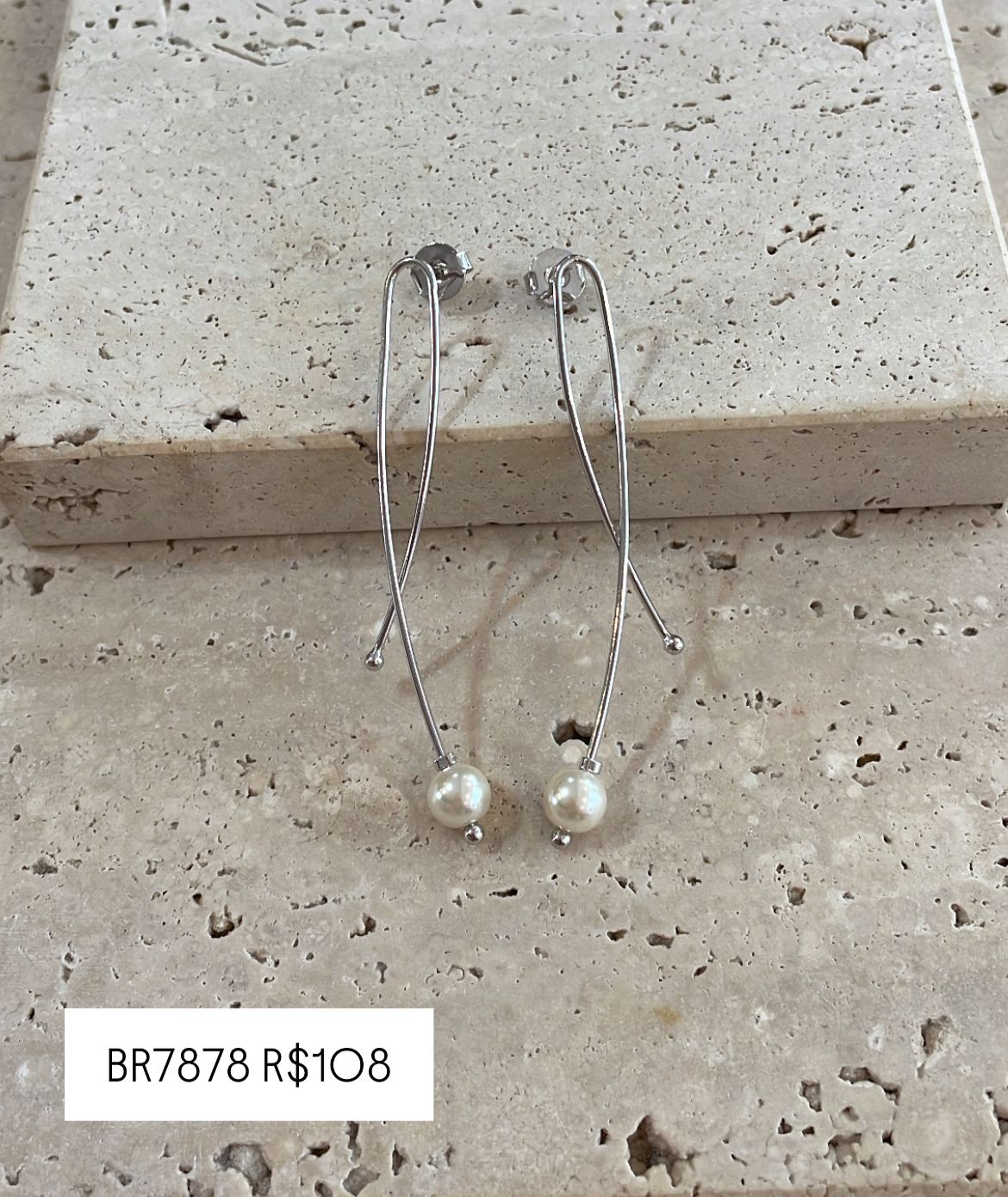 Brinco Gold Perola Branca