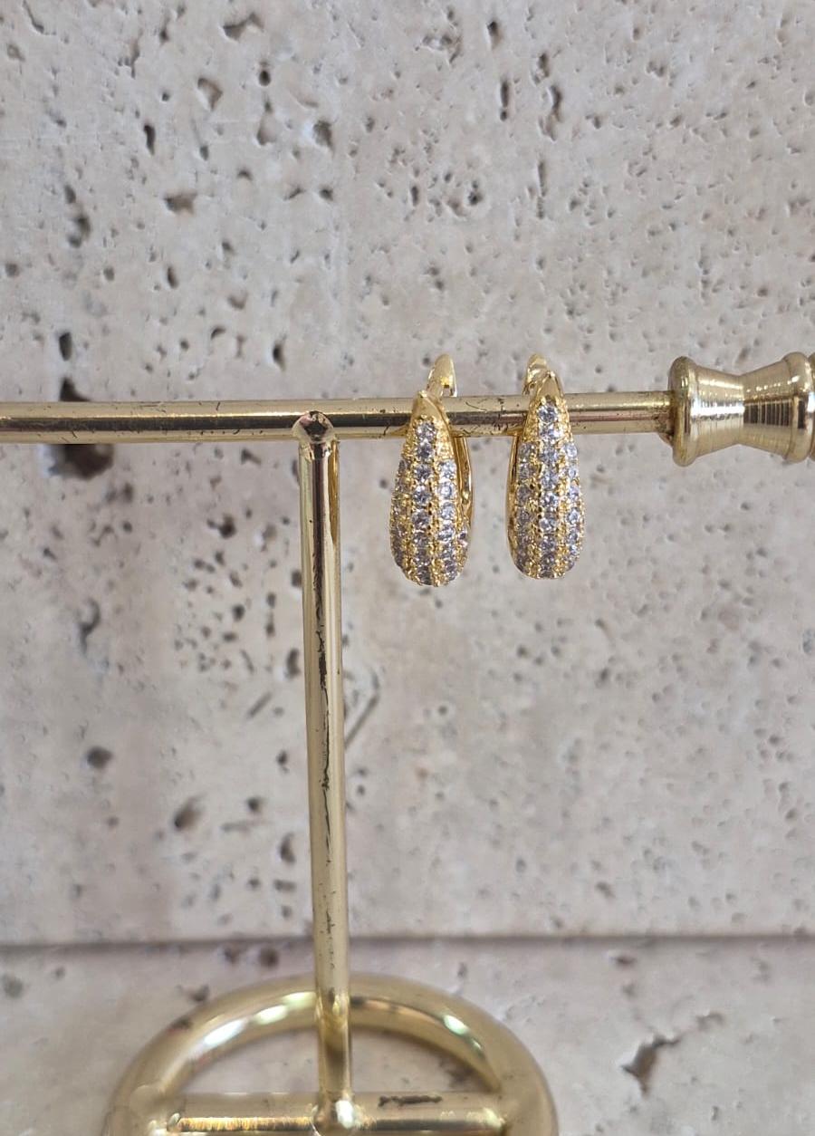 Brinco Argola Tulipa Cravejada 3 fileiras