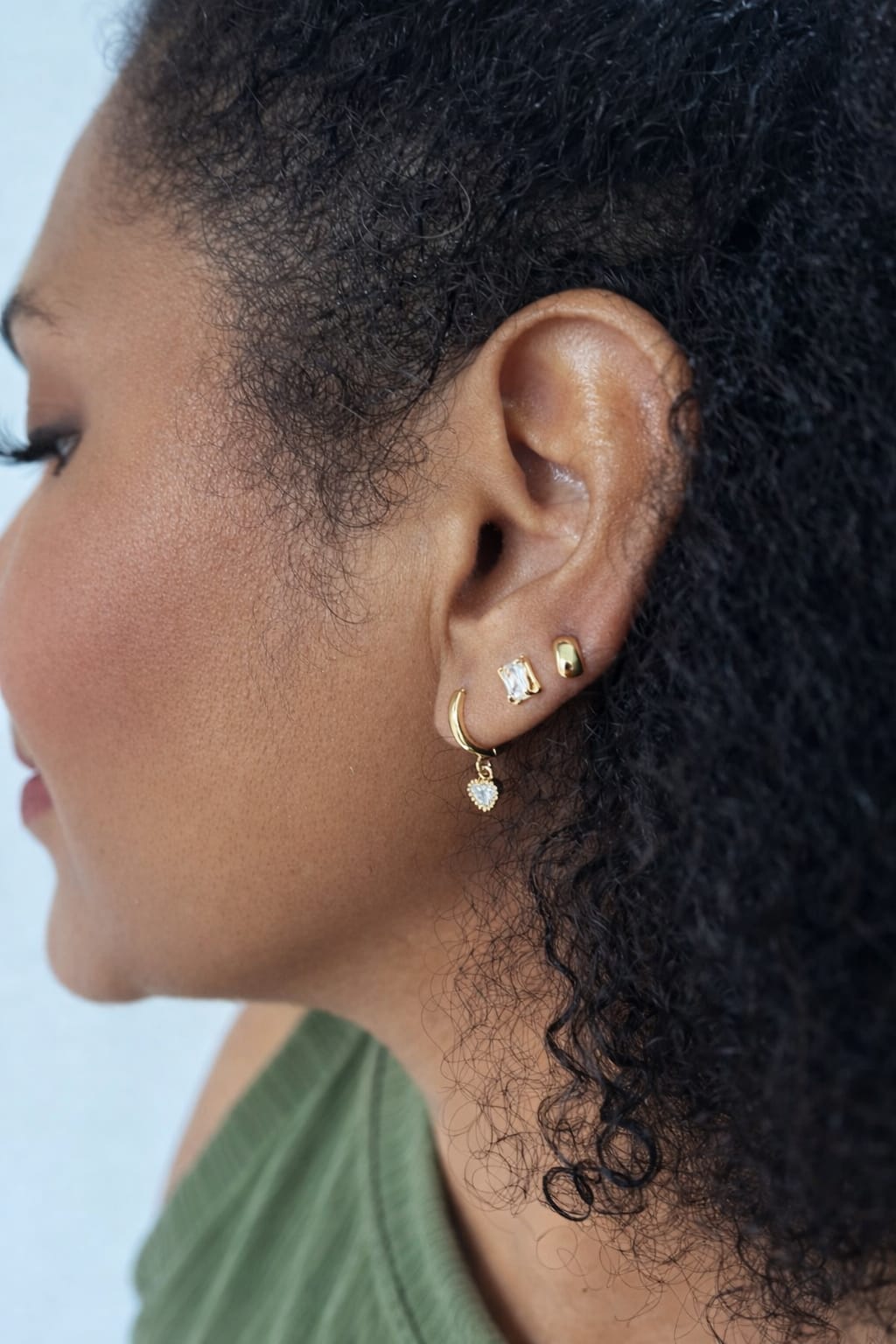 Brinco Trio Argola Coração/Zirconia/Chapa