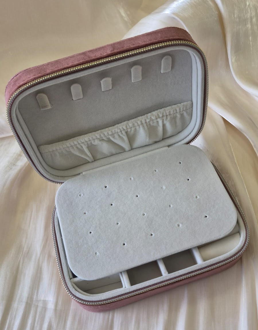 Porta Joia Medio Camurça Marsala 15,5x10,5x5cm