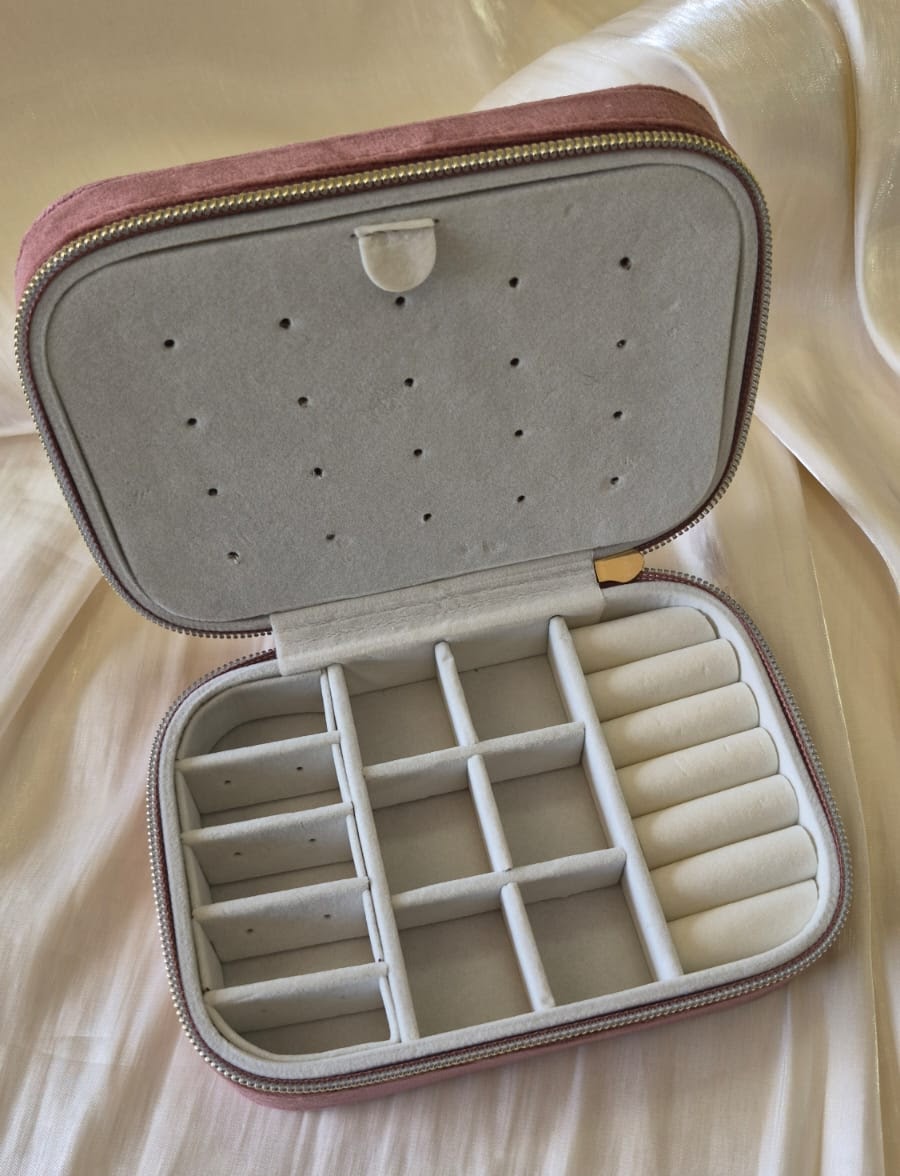 Porta Joia Medio Camurça Marsala 15,5x10,5x5cm