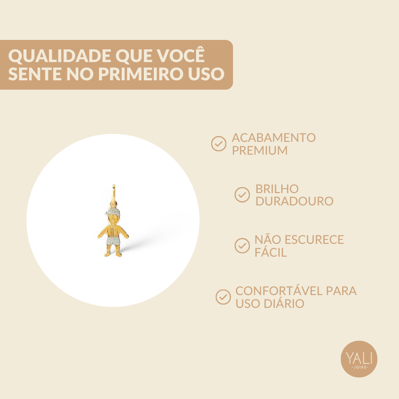 Pingente Menino Banhado a Ouro 18k