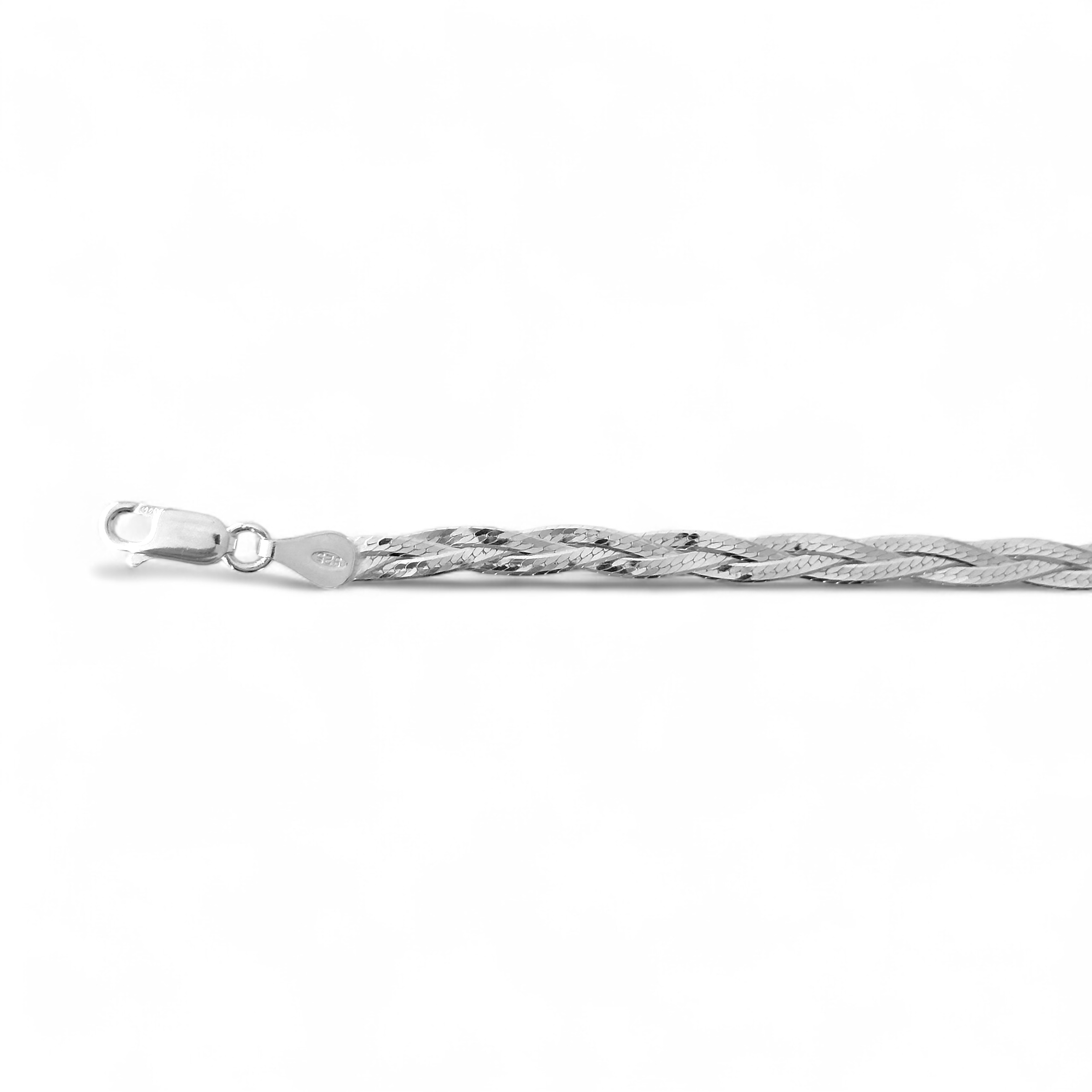 Pulseira Trançada Três Fios Laminada Prata 925