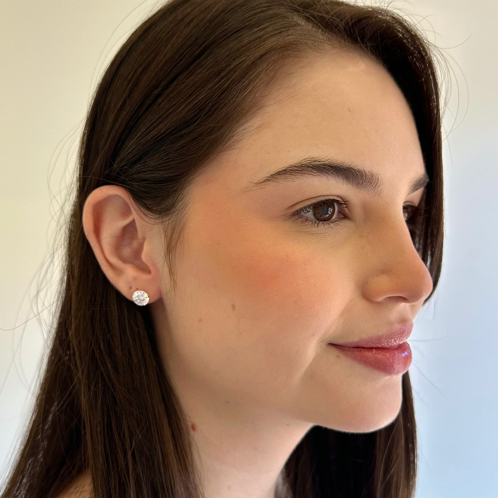 Brinco Ponto de Luz Banhado a Ouro 18k com Zircônia - 8mm