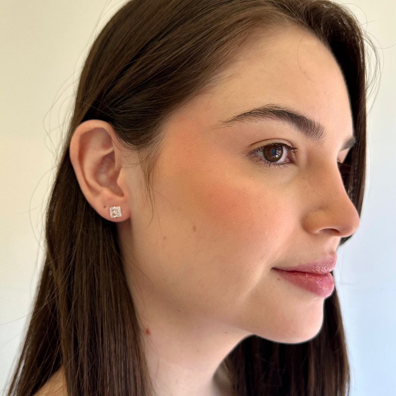 Brinco Ponto de Luz Quadrado Prata 925 com Zircônia - 6mm