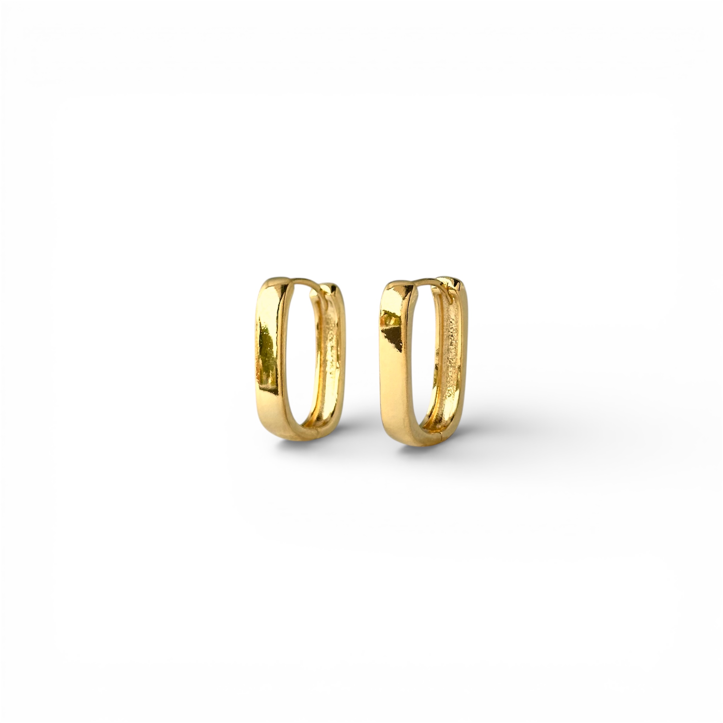 Brinco Argola Retangular Click Banhado a Ouro 18k - 1,8cm