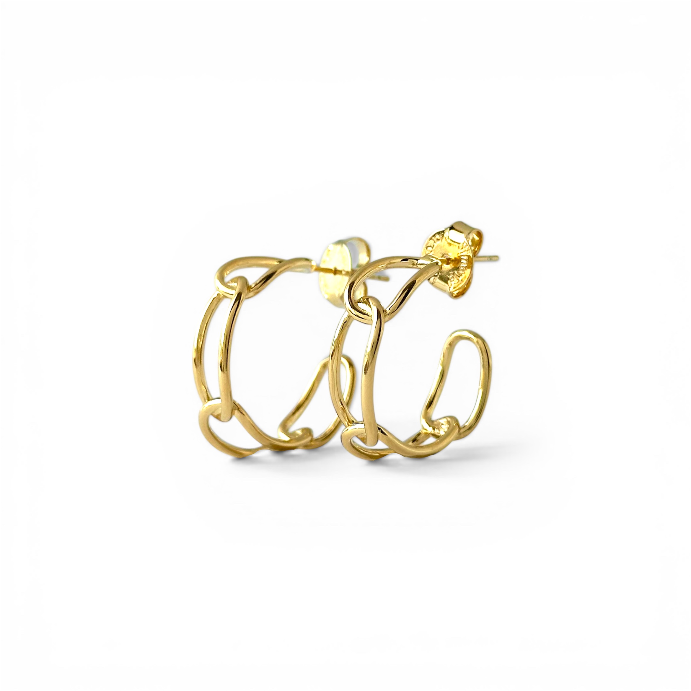 Brinco Argola com Elos Corrente Banhado a Ouro 18k