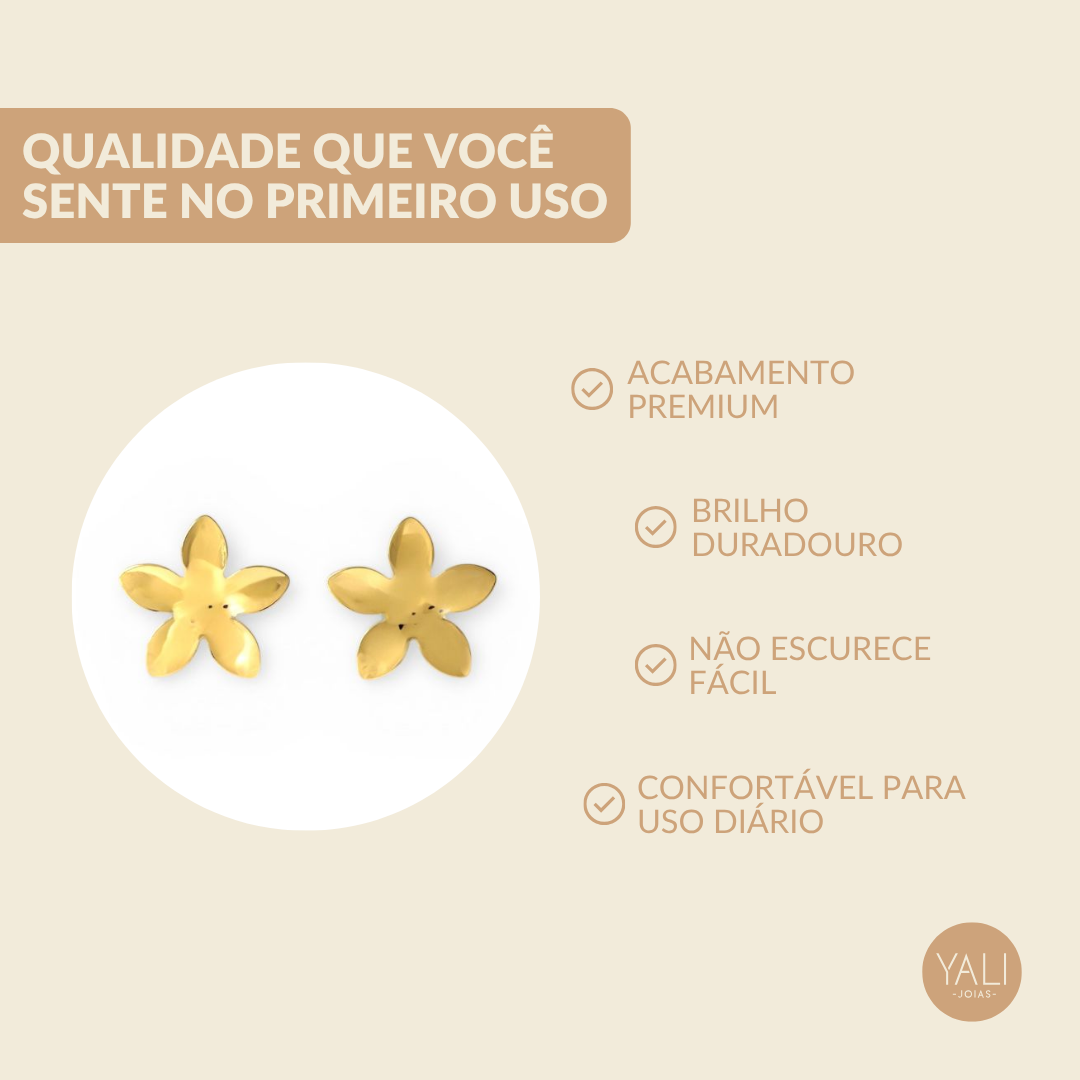 Brinco Orgânico Flor Banhado a Ouro 18k