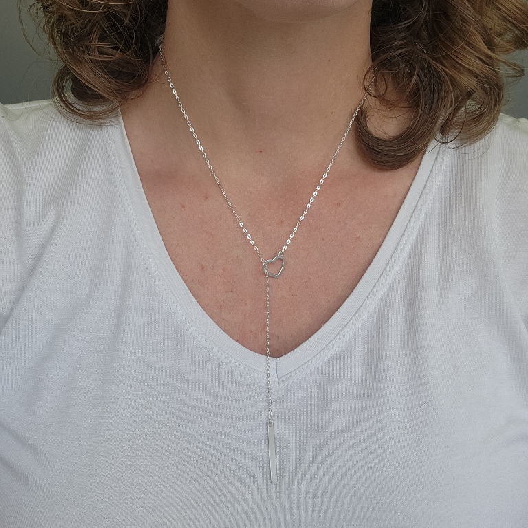 COLAR PRATA GRAVATA CORAÇÃO