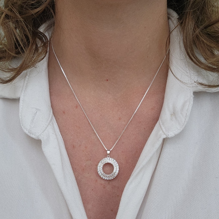 COLAR PRATA CIRC ONDULADO ZIRC