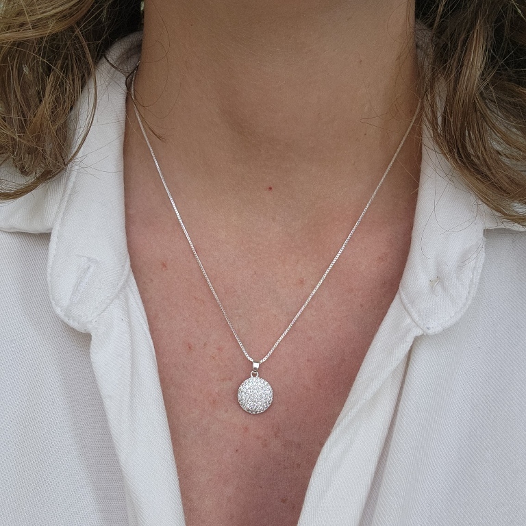 COLAR PRATA BOLA ZIRC