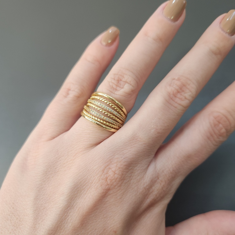 ANEL OURO TORCIDO ZIRC