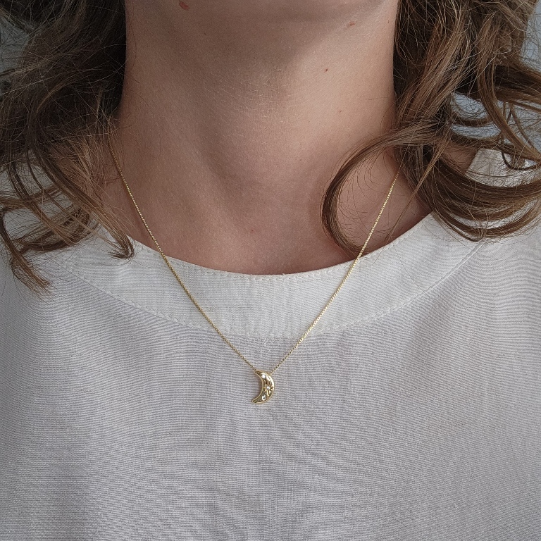 COLAR OURO LUA PONTO LUZ