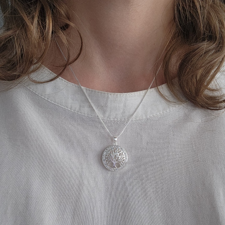 COLAR PRATA ARVORE DA VIDA ZIRC