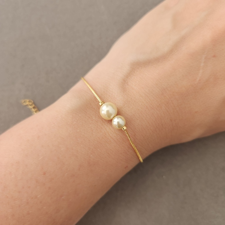 PULSEIRA OURO DUAS PÉROLAS