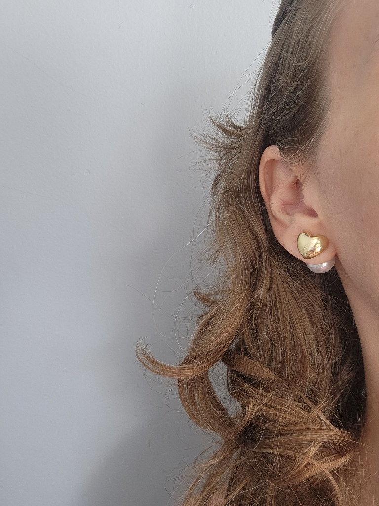 BRINCO OURO PÉROLA CORAÇÃO