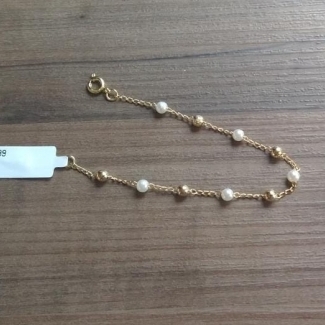 PULSEIRA FO INFANTIL PEROLA  E BOLINHAS 4MM