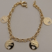 PULSEIRA PORTUGUESA PLAQUINHAS COM CORA