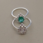 ANEL PRATA GOTA ZIRC VERDE CRISTAL 6MM