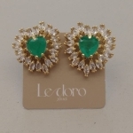BRINCO FO CORAÇÃO ZIRC OVAL CORA ZIRC VERDE18MM