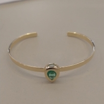 BRACELETE FO ARCO LISO GOTA ZIRC VERDE