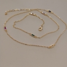 CHOKER   FO 6  ZIRC RETANGULAR COLORIDA CORR CADEADO 50CM+ALONG