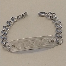 PULSEIRA AÇO PLACA JESUS GRUME 8MM 20CM FECHO GAVETA