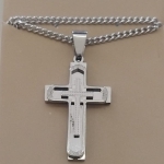 COLAR AÇO CRUZ TRIPLA ELEVADA  DETALHE RISCADA 19MM GRUME FINA 60CM