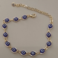 PULSEIRA FO 13 OLHO GREGO AZUL 16CM+ALONG  ZIRC