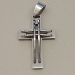 PINGENTE AÇO CRUZ VAZ ELEVADA DUPLA  19MM