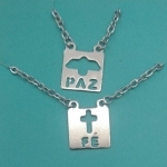 ESCAPULARIO AÇO PLACA PAZ FÉ  CORR CADEADO 60CM
