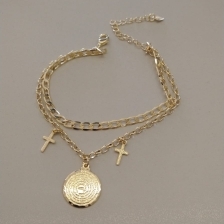 PULSEIRA FO DUPLA GRUME ELOS MANDALA PAI NOSSO 2 CRUZ
