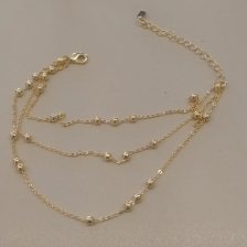 PULSEIRA FO TRIPLA BOLINHA LISA CORR CADEADO 17CM+ALONG