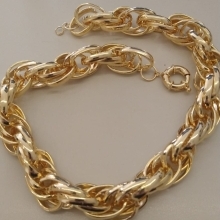 COLAR FO ELOS TRIPLO ENTRELAÇADOS  FECHO BÓIA 40CM