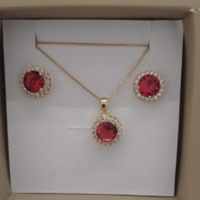 CONJ FO  RDD ZIRC VERMELHO 12MM CRAVEJ
