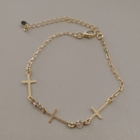 PULSEIRA FO 3 CRUZ TRABALHADA 2 ZIRC RDD CORR CARTIER 17CM+ALONG