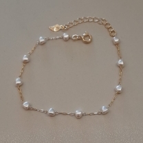 PULSEIRA FO PEROLA 11 CORAÇÃO CARTIER 17CM+ALONG