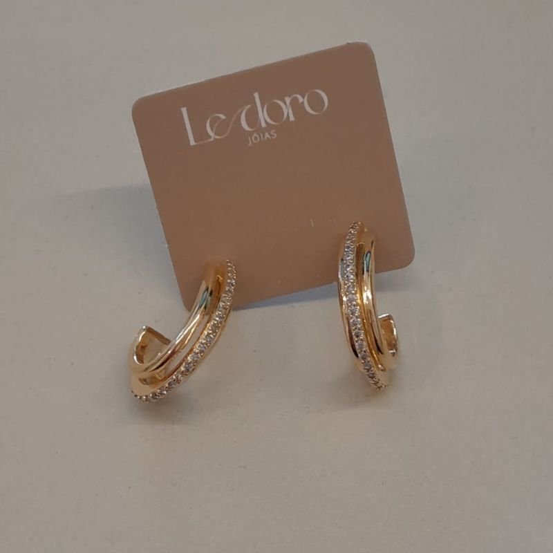 BRINCO FO MEIA ARGOLA 3 FIL LISA CRAVEJADA 21MM
