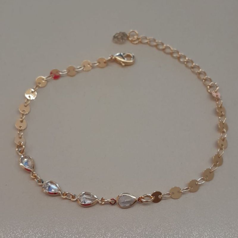 PULSEIRA FO 4 GOTA ZIRC CORR MOEDINHA LISA 17CM + ALONG