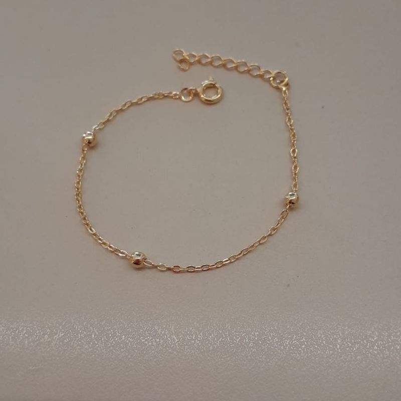 PULSEIRA FO INF 3 BOLA LISA 3MM CORR CADEADO 15CM + ALONG