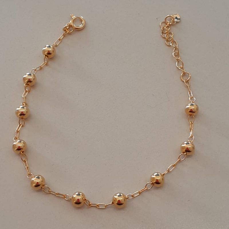 PULSEIRA FO 10 BOLA LISA 5MM CORR CARTIER 18CM + ALONG